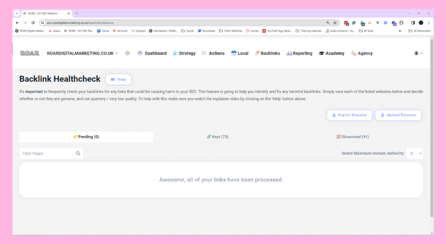 Step 1. Review your backlink health check