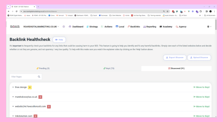 Move any pending backlinks to keep or disavow lists