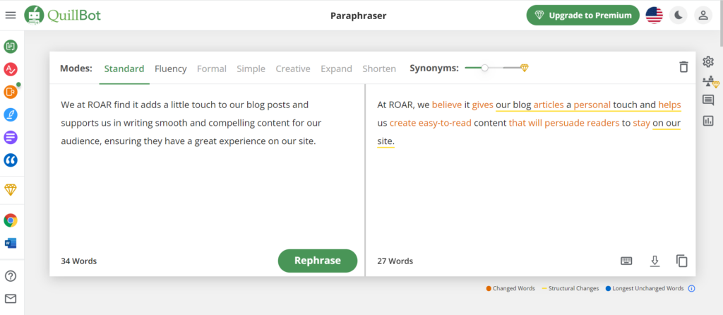 quillbot screenshot, AI content creation tools