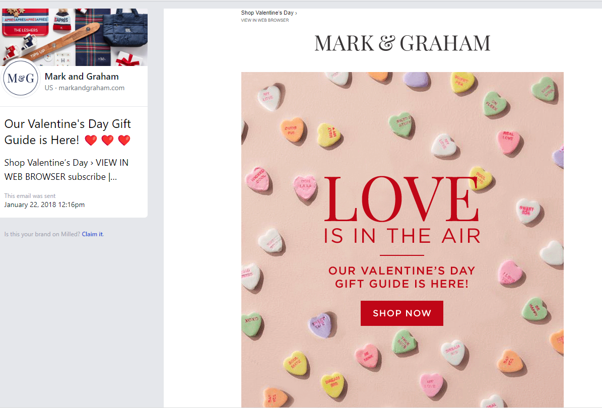 Valentines gift guide example, mark and graham, Marketing Strategies for Valentine's Day