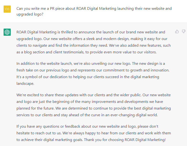 can ChatGPT write a PR piece