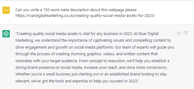 can ChatGPT write me a meta dexcription