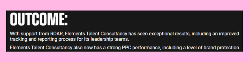 learn how to write a case study, ROAR Digital Marketing case study with elements talent consultancy