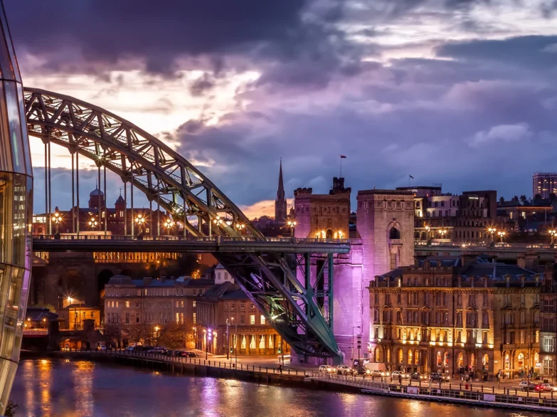 Castle Keep, Newcastle upon Tyne with the Glasshouse International Centre for Music and the Tyne Bridge also visible.