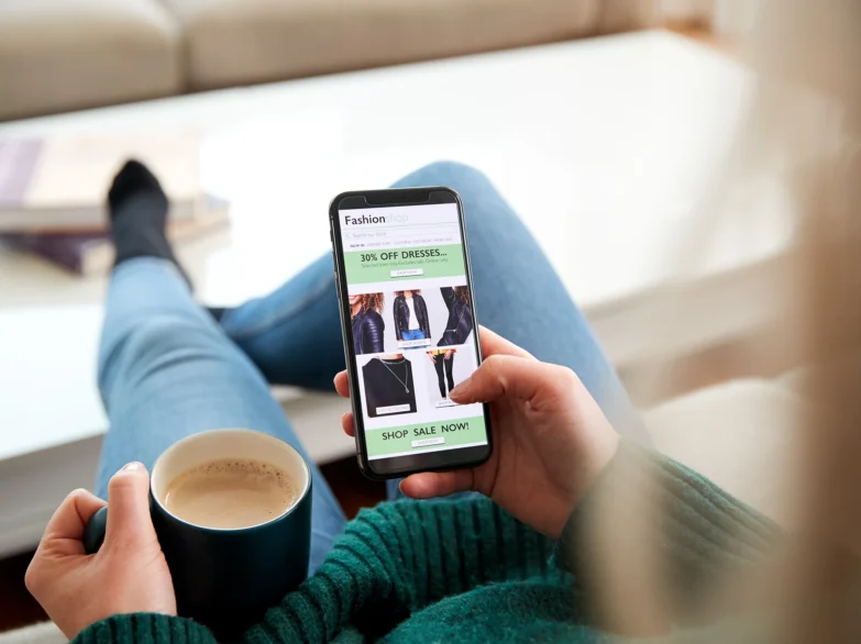 Woman shopping online on her smartphone.