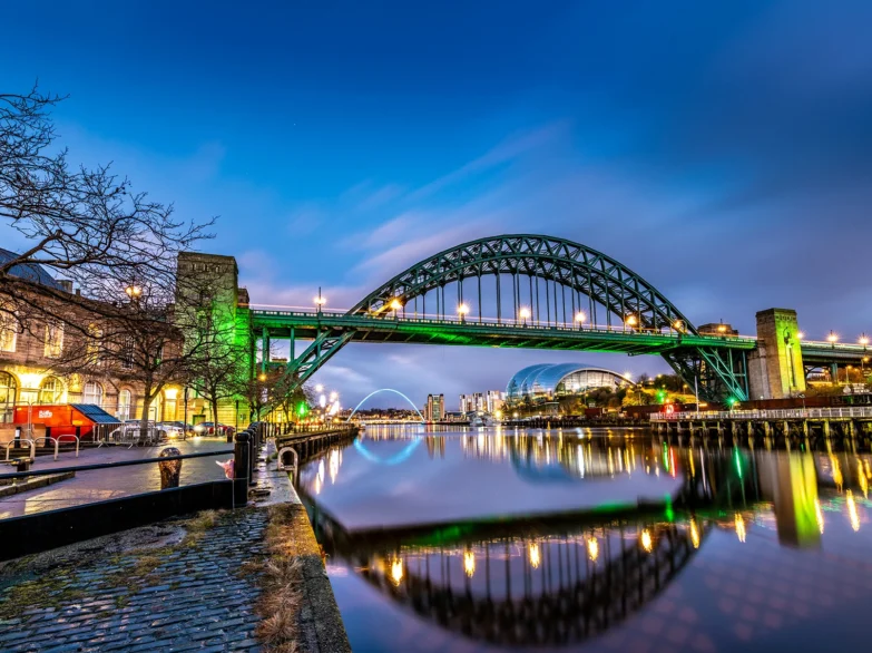 Night view of the Tyne Bridge in Newcastle upon Tyne.