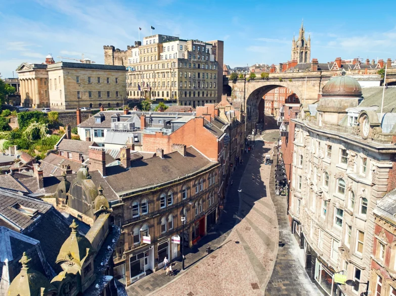 Aeriel view of the city of Newcastle upon Tyne.