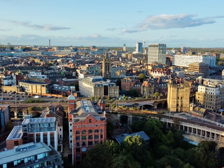 Aeriel view of the city of Newcastle upon Tyne.