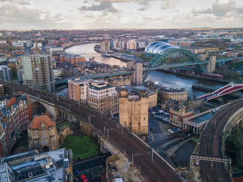 Aeriel view of the city of Newcastle upon Tyne.